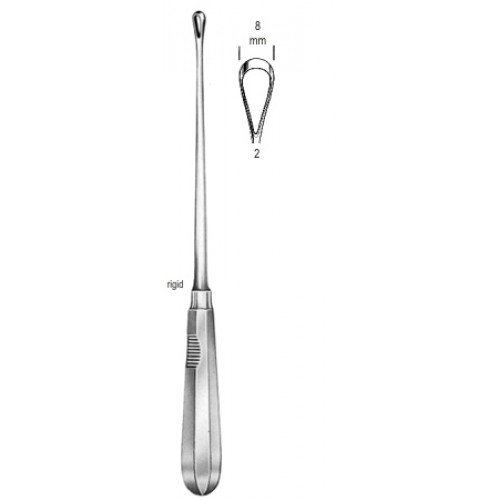 Recamier Curette, Rigid Blunt, Fig.2, 8mm, 31cm