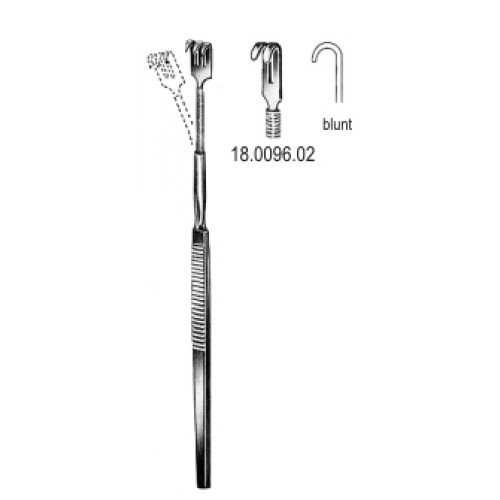 Retractor Flexible ,Blunt, 2 Prongs, 16cm