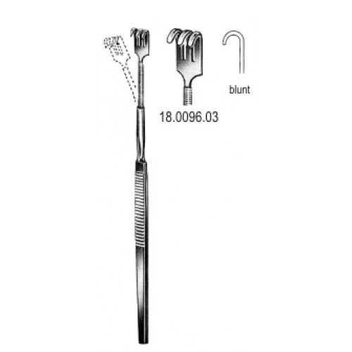 Retractor Flexible, Blunt, 3 Prongs, 16cm
