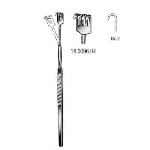 Retractor Flexible, Blunt, 4 Prongs, 16cm
