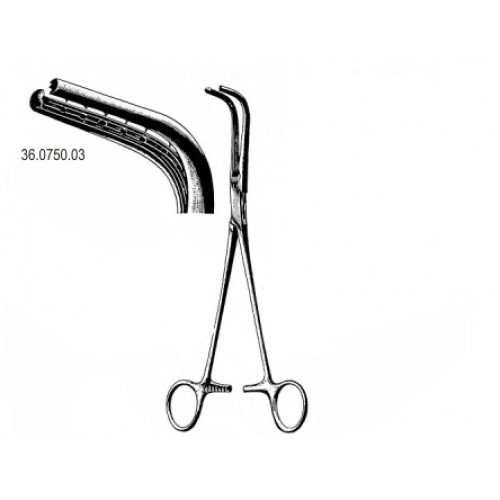 Sarot Bronchus Clamp, Teeth Left, 23cm