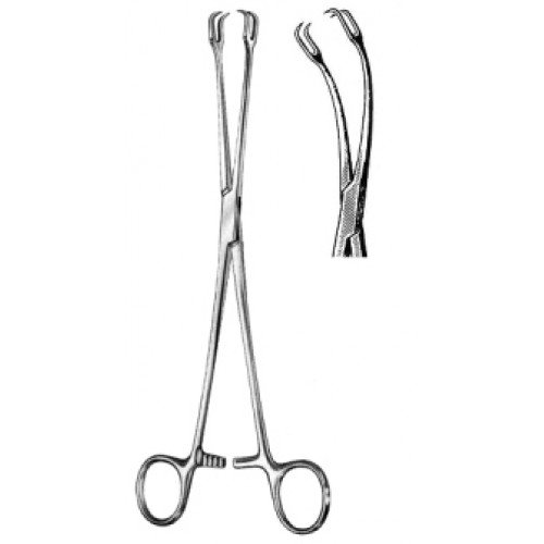 Schroeder Vulsellum Forceps, side Curved, 2×2 Teeth, 24cm