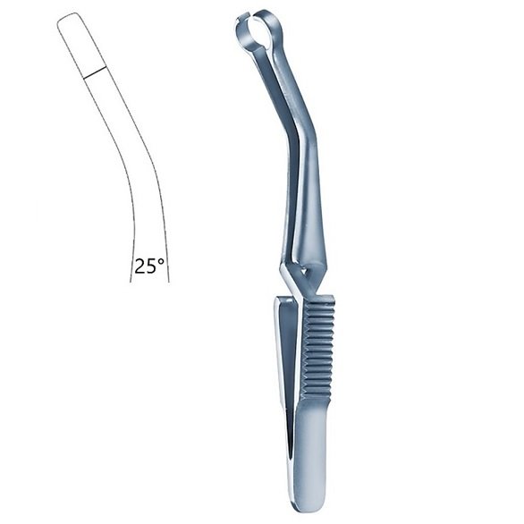 Shunt Bulldog Clamps, French. Ø 12 Diameter, Angled 25° Degree, Titanium, 7cm