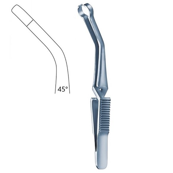 Shunt Bulldog Clamps, French. Ø 12 Diameter, Angled 45° Degree, Titanium, 7cm