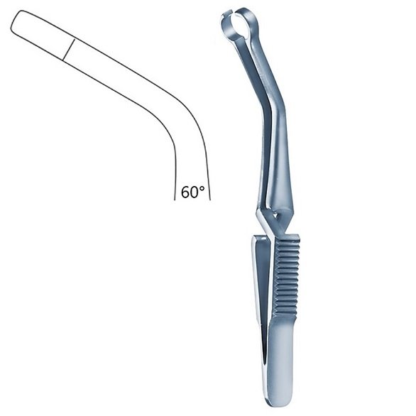 Shunt Bulldog Clamps, French. Ø 12 Diameter, Angled 60° Degree, Titanium, 7cm