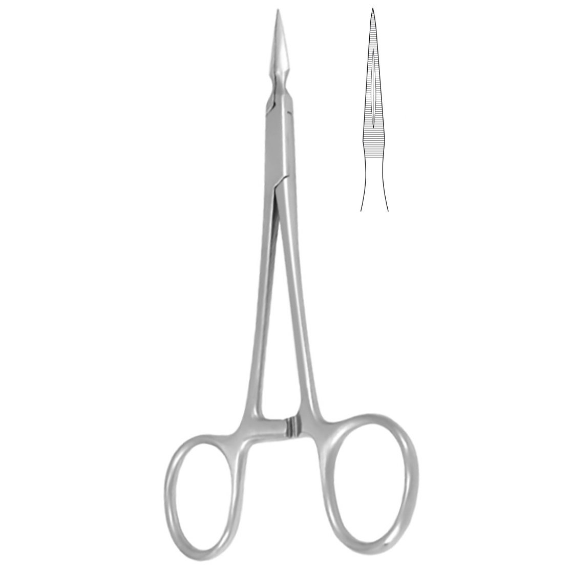 Silver Point Stieglitz Root Splinter Fragment Forceps, Serrated Locking, Sharp point, with Ratchet, Straight, 14.5cm