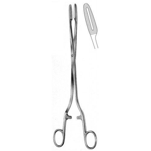 Sims Maier Dressing Forceps, Curved, Serrated Jaws, 28cm