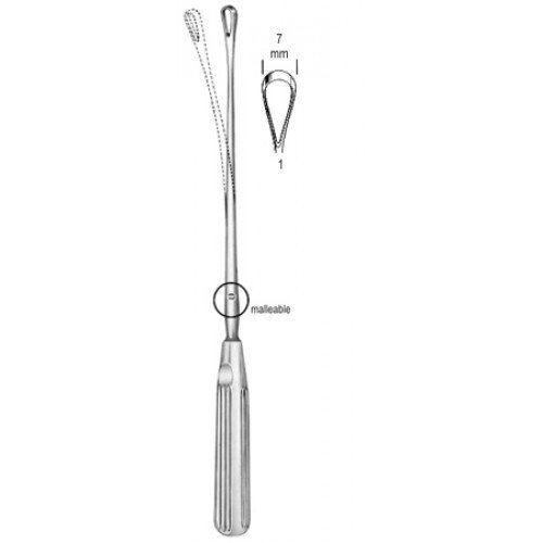 Sims Uterine Curette, Malleable, Blunt, Fig.1, 7mm, 31cm