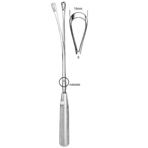 Sims Uterine Curette, Malleable, Blunt, Fig.6, 14mm, 31cm
