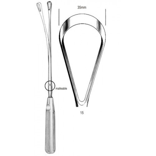 Sims Uterine Curette, Malleable Sharp, Fig.15, 35mm, 31cm