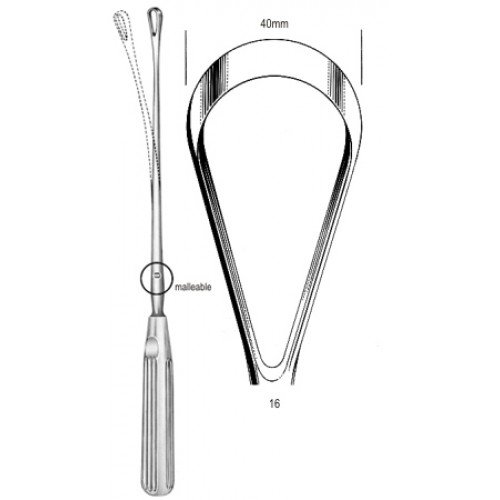 Sims Uterine Curette, Malleable Sharp, Fig.16, 40mm, 31cm