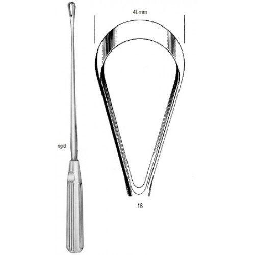 Sims Uterine Curette, Rigid, Blunt, Fig.16, 40mm, 31cm