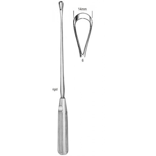 Sims Uterine Curette, Rigid, Blunt, Fig.6, 14mm, 31cm