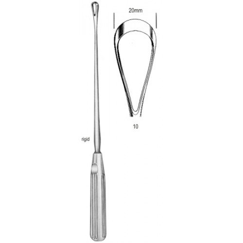 Sims Uterine Curette, Rigid, Sharp, Fig.10, 20mm, 31cm