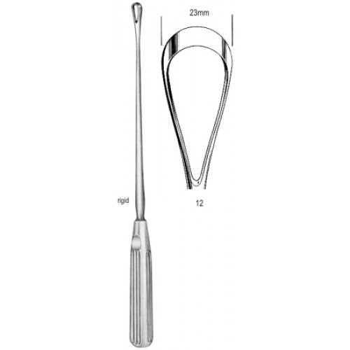Sims Uterine Curette, Rigid, Sharp, Fig.12, 23mm, 31cm