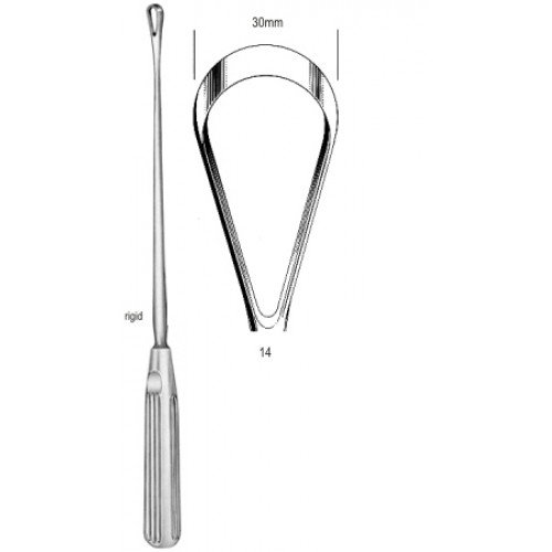 Sims Uterine Curette, Rigid, Sharp, Fig.14, 30mm, 31cm