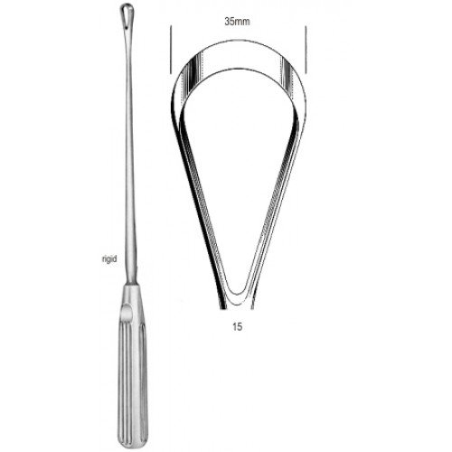 Sims Uterine Curette, Rigid, Sharp, Fig.15, 35mm, 31cm