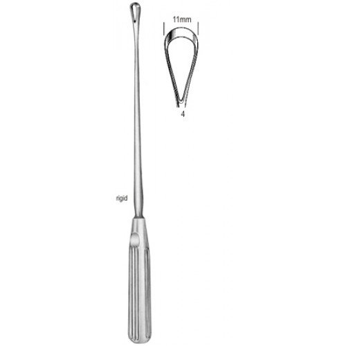 Sims Uterine Curette, Rigid, Sharp, Fig.4, 11mm, 31cm