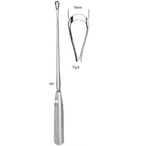 Sims Uterine Curette, Rigid, Sharp, Fig.8, 16mm, 31cm