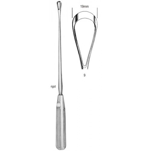 Sims Uterine Curette, Rigid, Sharp, Fig.9, 19mm, 31cm