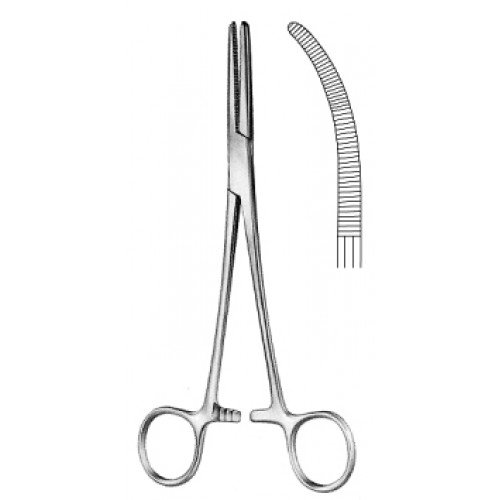 Spencerwells Hemostatic Forceps, Curved, Blunt Jaws, 23cm