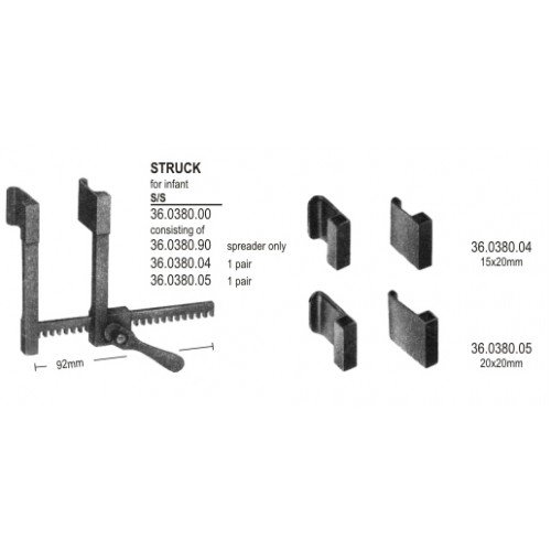 Struck Rib Spreader infant complete with 2 Pairs of Blades, 70x64x92mm