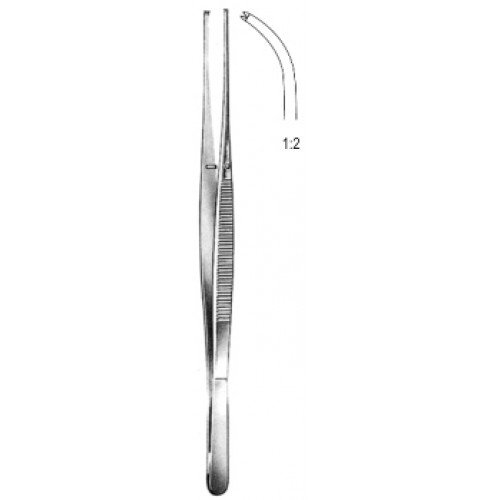 Taylor Tissue Forceps, Curved, 1×2 Teeth, 17.5cm