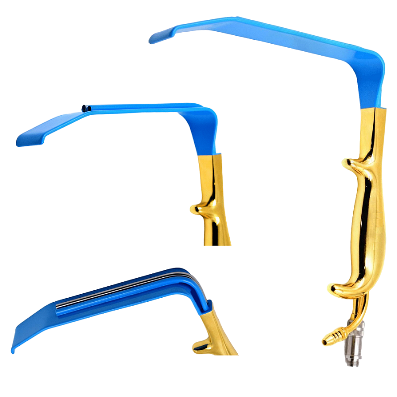 Tebbetts Breast Plastic Surgery Insulated Retractor with Smooth End, Fiber Optic Light Guide and Suction Tube, 18.5cm
