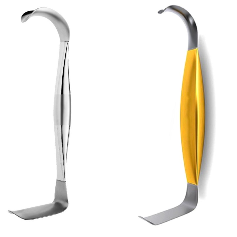 Tebbetts Double Ended Breast Retractor, Serrated Blades Sizes 37 x 70mm and 22 x 55mm, 23cm