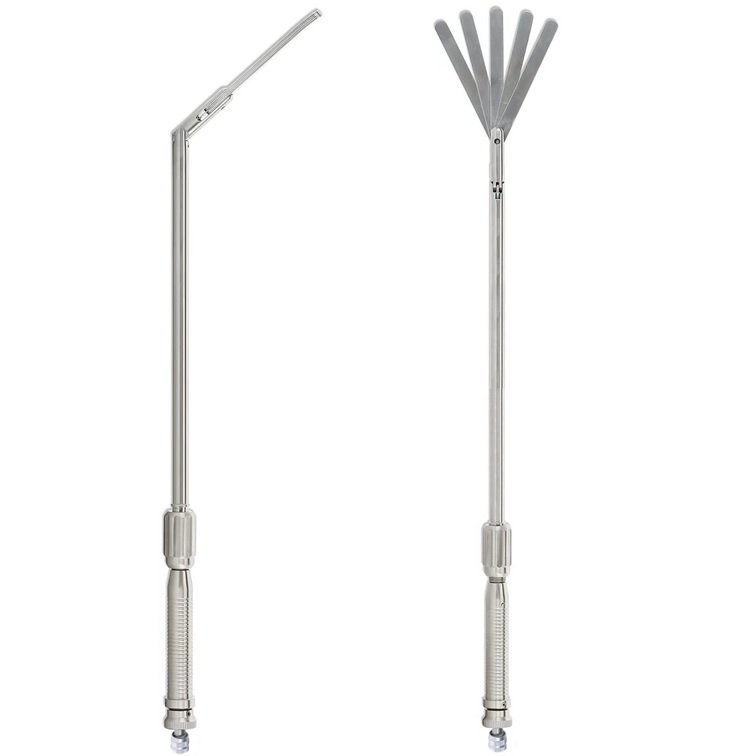 Thoracoscopic Fan Retractor, 60 Degree, 10mm Articulating Shaft, 5 Blades, 36cm Working Length, Stainless Steel, Total Length 49cm