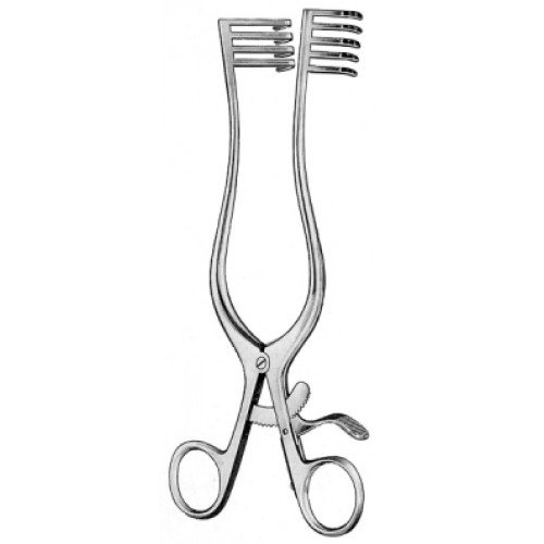 Travers Retractor, 4×5 Prongs, 19×25 and 25x25mm, Blunt, 20cm