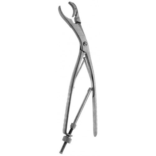 Ulrich Bone Holding Forceps, with Swivel Jaws, Angled, 26cm