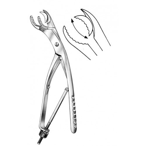 Ulrich Bone Holding Forceps, with Swivel Jaws, Angled, 28cm