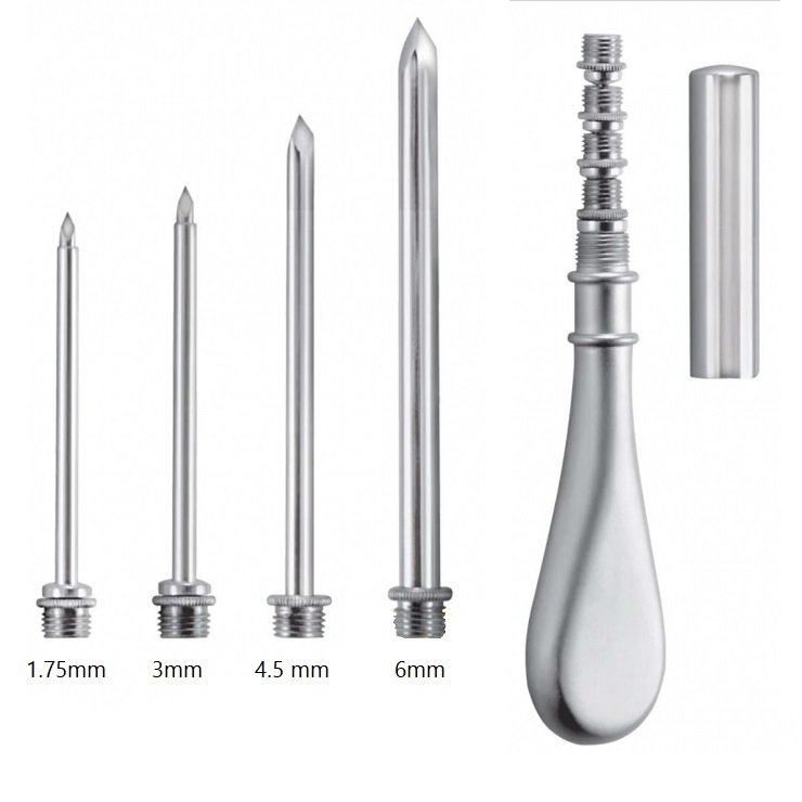 Universal Abdominal Trocar and Cannula set of 4 (1.75mm, 3mm, 4.5mm, 6mm), 14cm
