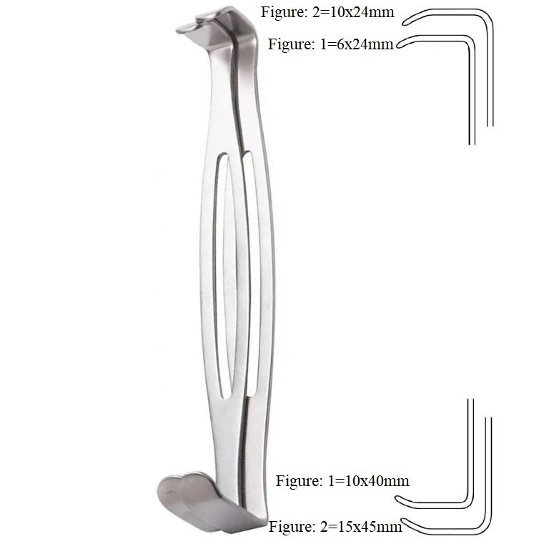 US Army Parker Langenbeck Retractor, Double ended, Figure 2: 10x24mm-15×45, 21cm