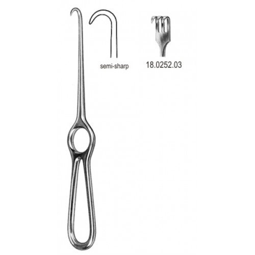 Volkmann Retractor 3.prong semi sharp 21.5cm