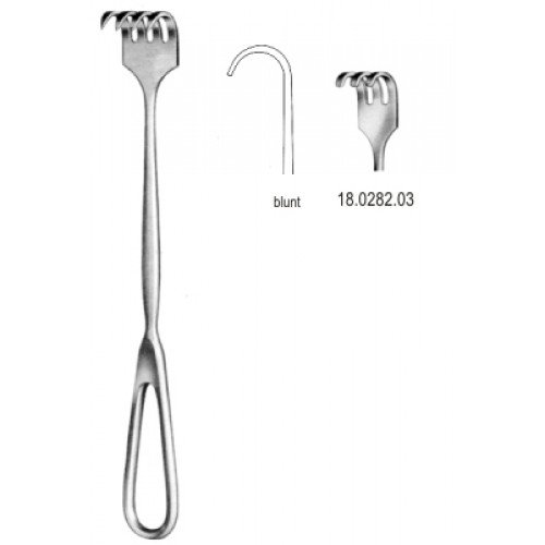 Volkmann Retractor, 3 Prongs, Blunt, 22cm