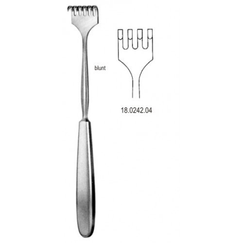 Volkmann Retractor 4.prong blunt 23cm