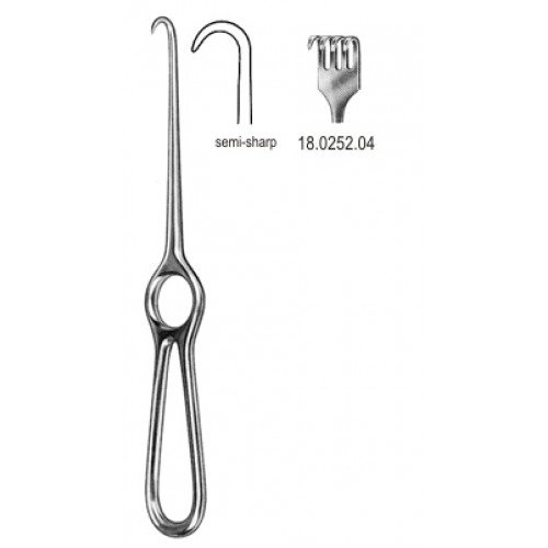 Volkmann Retractor 4.prong semi sharp 21.5cm
