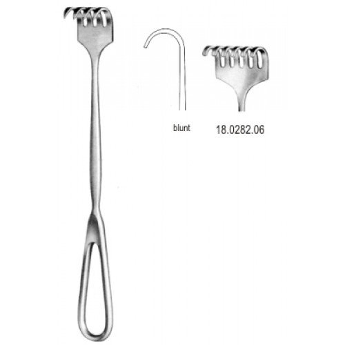 Volkmann Retractor, 6 Prongs, Blunt, 22cm
