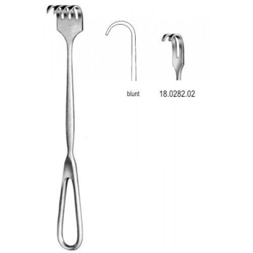 Volkmann Retractor, Prongs, Blunt, 22cm