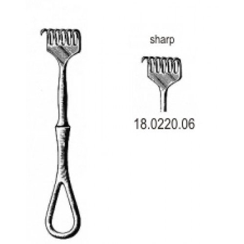 Volkmann Retractor, Sharp, 6 Prongs, 11.5cm