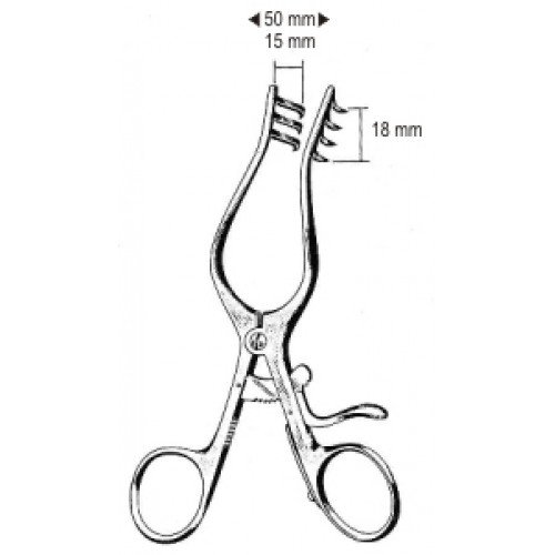 Weitlaner Wullstein Retractor, 3×4 Prongs, Sharp, 13cm