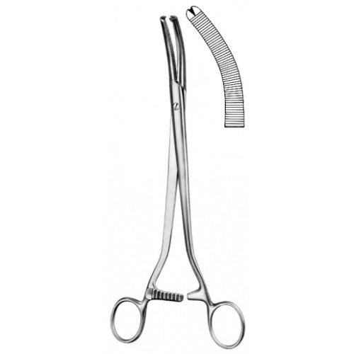 Wertheim Hysterectomy Forceps, 1×2 Teeth, Serrated Jaws, 24cm