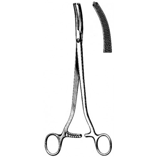 Wertheim Hysterectomy Forceps, Curved, 1×2 Teeth, 23cm
